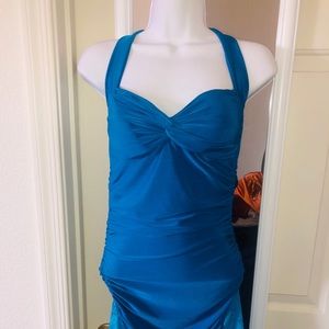 Medium turquoise Jane USA dress w ruched sides